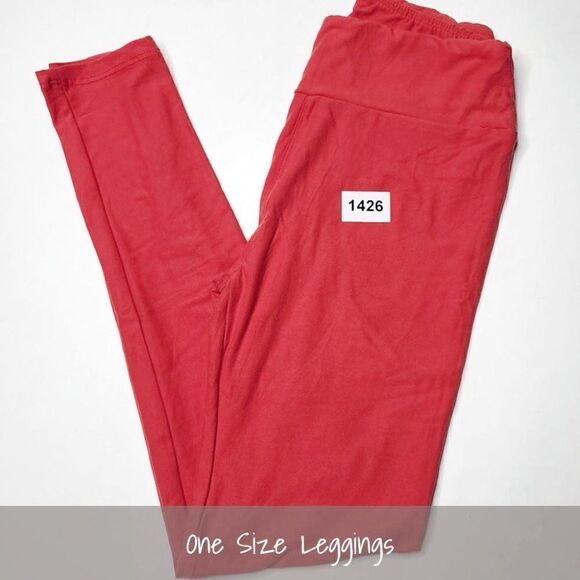 LuLaRoe OS Solid Leggings Red One Size NEW - Picture 1 of 1